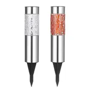 Solar Firework Light 2Pcs Solar Mosaic Lamp Ground Light Patio Stake Walkway Outdoor Garden Decor -Orange and Silver