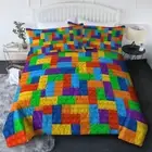 BlessLiving Colorful Toy Comforter Set Building Blocks Bedset Quilt Coverlet ...