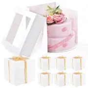 12 pcs Cake Boxes（6 Boxes & 6 Boards），12x12x12 inch Tall Cake Box with Window...