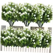 12 Bundles Artificial Outdoor Plants, Artificial Greenery for 12 Pcs White