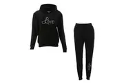 FIL Women's Tracksuit 2pc Set Hoodie Loungewear - Love/Black [Size: 8]
