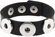 [Bigood] Personality DIY Snap Chunk Button PU Leather Bracelet Women Bangle
