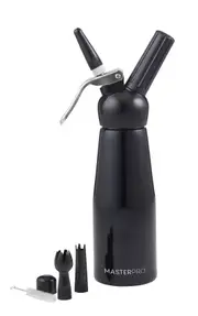 Masterpro Aluminium Black Cream Whipper with 3 Different Nozzles, 500Ml