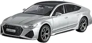 Scale Finished Model Car 1:24 Scale for Audi RS7 Sportback Sports Sedan Metal Die-cast Car Model Collectibles Replicas Model Die-cast Vehicle(Silver)