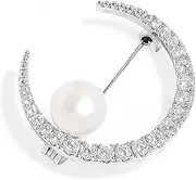 [AIMALL] Natural Light 6A Freshwater Pearl Curved Crescent Brooch, Autumn and Winter Temperament Pin, Elegant Accessory