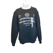 Ouija Women's Oversized Long Sleeve Fleece Ouija Board Sweatshirt Black Size Sm