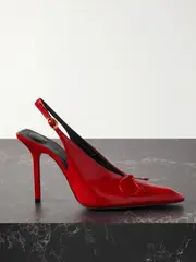 [Jacquemus] Jacquemus - Cubisto Bow-detailed Leather Slingback Pumps - Red - FR37 FR37 Red