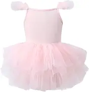 [Tutu.kk] Girls Dance Tutu Dresses Ruffle Sleeve Snap Crotch Ballet Leotards