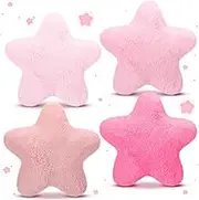 SmoothNovelty 4 Pieces 15" x 15" Star Shaped Pillow, Cute Star Throw Pillows, Fluffy Faux Rabbit Fur Pillow Soft Cushion Decorative Pillows for Sofa Bedroom Home Decor (Multiple Pinks)