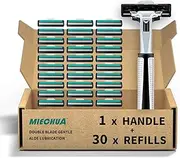 Razors for men Shaving,2-Blade mens Razor Includes 1 Handles and 30 Replaceable razor head, Non-Slip Travel Carry Shaver for men Pack