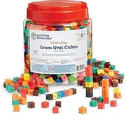 Learning Resources Interlocking Gram Unit Cubes, Math Classroom Teaching Aids, 10 Assorted Colors, Set of 1,000, Ages 6+