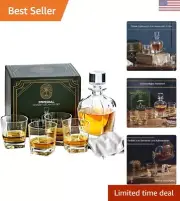 Imperial Whiskey Decanter Set - Crystal Decanter & Glasses - Gift Box Included