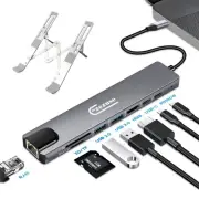 USB C Docking Station with Laptop Stand,8 in 1 USB C Hub with 4K 30Hz HDMI Po...