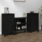2pcs Pinewood Sideboard Buffet Cabinet Storage Door Kitchen Shelf Cupboard Black