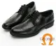 【GEORGE】AMBER系列 翼紋雕花綁帶微空調紳士氣墊皮鞋 -黑