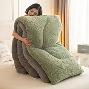 Ginkgo Leaf Jacquard Comforter, New Sherpa Quilt King Double-Sided Lambswool Quilts Heavy Winter Lamb Cashmere Warm Quilt Core(B,180x220cm/3.5kg)