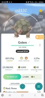 Golem ( Caught In 2018 ) Pokemon Trade Go