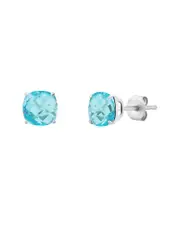 MaxColor Silver 4.10 ct. tw. Swiss Blue Topaz Studs