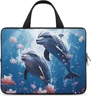 Laptop Case Sleeve Shockproof Computer Carrying Bag Dolphins in Love Laptop Bag Tote Lightweight Notebook Case Cover Traveling Briefcase Handle Bags for Travel Business 17inch