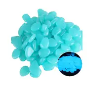 100Pcs Glow in The Dark Pebbles Stones Rocks for Fish Tank Aquarium Garden Walkway Decor-LightBlue