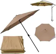 Garden Parasol Top Cover 2.7m/3m/8 Arms, Sun Shade Umbrella Cover Replacement Canopy Parasol Cloth for Backyard Pool Umbrella Cantilever Parasol(Color:Khaki,Size:10ft/8-Ribs)