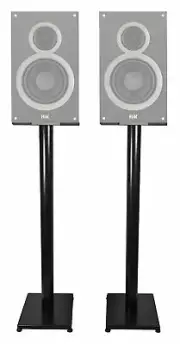 Black 37” Steel Bookshelf Speaker Stands For ELAC B6 Bookshelf Speakers