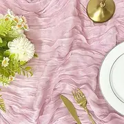 BGHEOUYV Table Runner 10ft Baby Pink, Cheesecloth 35x120 Inch, Gauze Rustic for Bridal Shower, Wedding, Thanksgiving, Christmas, Birthday Decorations
