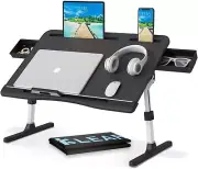 Laptop Desk for Bed, Lap Desks Trays with Double Storage Drawers, Adjustable ...