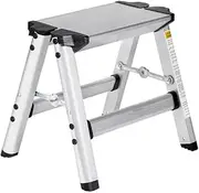 Two Step Ladder - Folding Small 2 Step Stool 330lbs with Non-Slip Feets, Aluminum Lightweight Metal Step Stool, Portable Solid Handy Work Ladder for Home, Kitchen, RV, Garage