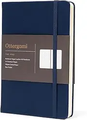 Ottergami Dotted Notebook A5 Hardback - The Pro Bullet Dot Journal - 144 Pages, Thick 150gsm Paper Note Book - Luxury Vegan Leather Journals for Women & Men - Work & University Essentials (Blue)