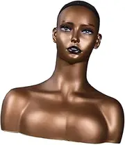 Eigell Realistic Female Mannequin Head with Shoulder Multifunctional Professional Wig Holder Wig Head Stand for Displaying Scarf