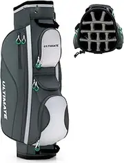 Costway Golf Cart Bag with 14 Dividers, Lightweight Golf Cart Bag with Shoulder Strap, 7 Zippered Pocket Including Cooler Bag and Valuable Pocket, Portable Golf Club Bag with Rain Hood/Dust Cover