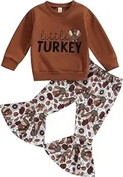 [Fiomva] Toddler Baby Girl Halloween Outfits Pumpkin Sweatshirt Top+Flare Bell Bottom Pants Set Fall Winter Clothes