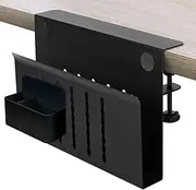 Osseph Under Desk Laptop Holder, Clamp On Side Organizer With Anti-Scratch Pad & Magnetic Pen Holder, No Drill Hanging File Holder For Office Home Fits Flat Edge 0.3" to 2.3"