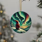 Northern Lights Gnome Christmas Ornament Winter Arctic Aurora Alaska Ornament