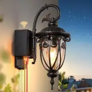 18.6" H Porch Light with GFCI Outlet, Dusk to Dawn Outdoor Light with Outlet,...