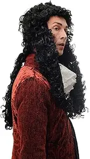 WIG ME UP - 90921-ZA103 Men's Carnival Wig Baroque Renaissance Eagle Lord Prince King Louis XIV Ludwig Black Long Curls 70 cm