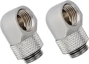 DIYEAH 2Pcs Brass Rotary Fitting Adapter for PC Water Cooling System Leakproof Connector with Rotation Silver Finish for Computer Water Cooler Applications