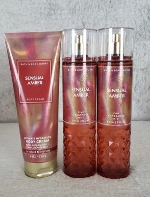 BATH & BODY WORKS SET OF 3 SENSUAL AMBER BODY CARE