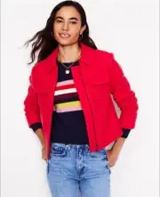 Boden Wool Zip Through Jacket Size Us 4 Color Scarlett
