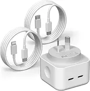 40W USB C Fast Charger - iPhone Fast Charger 2-Port PD USB-C Wall Plug with 2M Type C to LCable，Dual USB C PD3.0 Adapter Compatible with iPhone14/13, Samsung S23/S22, Pixel 7/6, iPad
