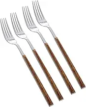 UTHCLO 4pc Stainless Steel Salad Fork Set Imitation Wood Handle Fork for Dinner Salad Server