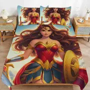 v2581 Bed Sheets Bedding Wonder Woman Bedding Sets Ultra Soft Skin-Friendly Duvet Cover 3 Piece, Cute Comforter Cover Bed Set for Boys Girls Kids ( 1