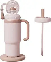 24oz Stainless Steel Whale Fountain Tumbler with Handle, Two Lids, Spill-Proof, Stainless Steel Whale Fountain Tumbler, Includes 3-in-1 Brush, for Kids, Teens, and Adults (Light Pink)