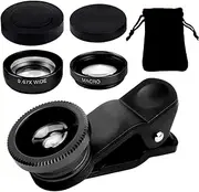 3 in 1 Phone Camera Lens Kit - Wide Angle, Macro, Fisheye Attachments - Universal Professional Cell Phone Accessory Compatible With Smartphones