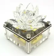 SANKYO ACRYLIC CUBIC WITH CRYSTAL FLOWER WIND UP MUSIC BOX: HOWLS MOVING CASTLE
