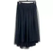 NEW Lauren Conrad Black Swiss Dot Mesh High Low Hem Pull On Skirt - Size XS