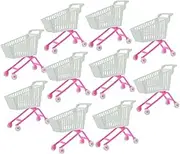 BCOATH 10Pcs Mini Shopping Cart for Realistic Supermarket Trolleys with Handles Rolling Wheels Desktop Decoration Childrens Play Accessory
