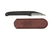 Kanetsune KB-420 - 65mm Carbon Steel Kaze Blade Knife (White Steel Handle & Leather Sheath)