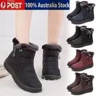 Women Waterproof Warm Fur Lined Snow Ankle Boots Winter Non-slip Flat Soft Shoes
